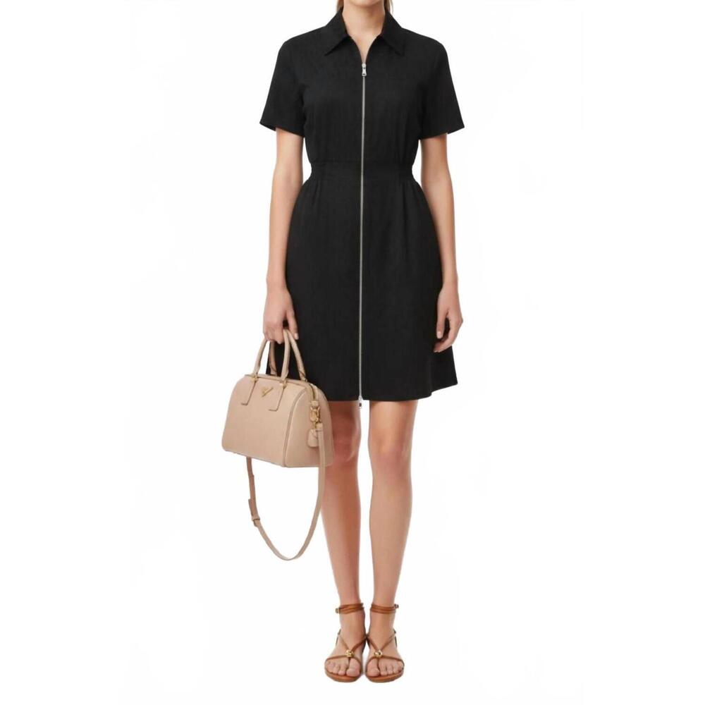 NEW VAVA short sleeve zip up dress in black